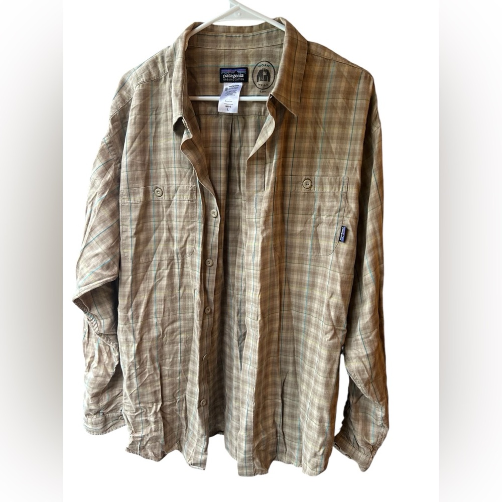 Patagonia Mens Organic Cotton Long Sleeve Shirt Size S Button Up Brown Plaid